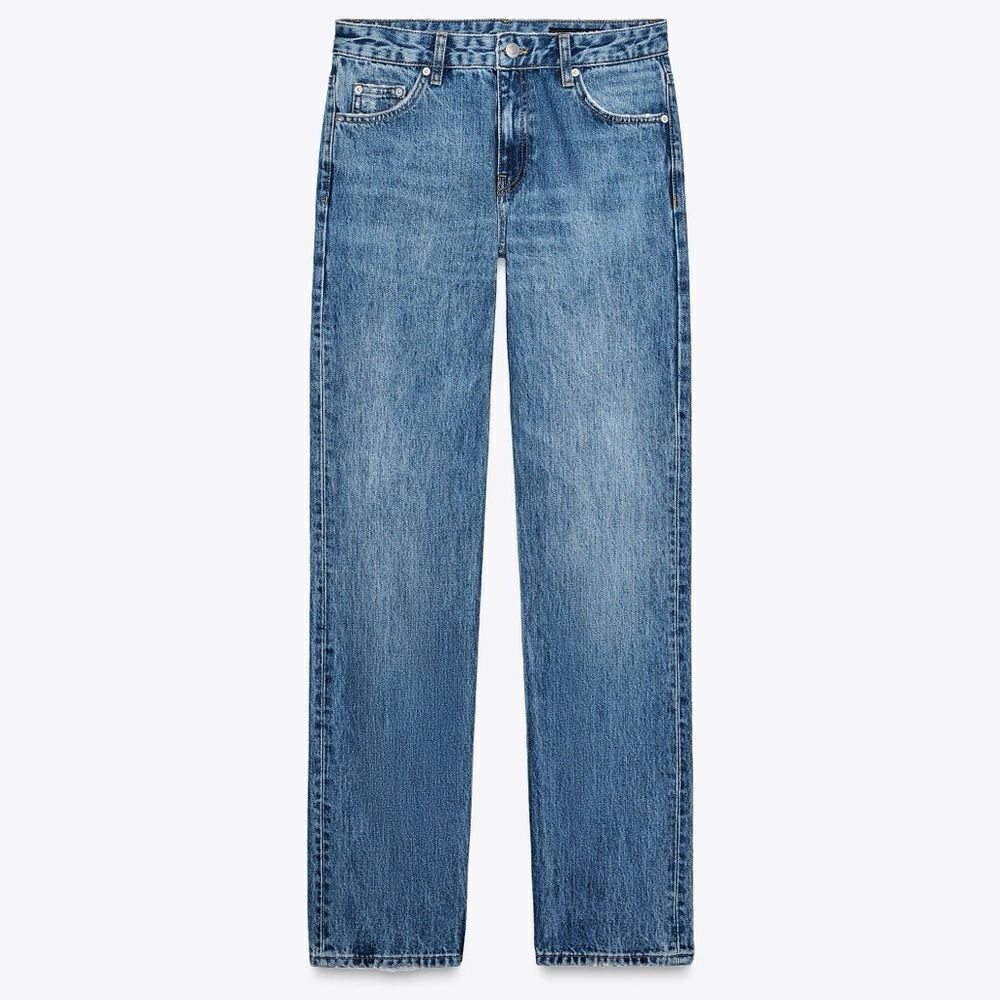 NWT High Rise Straight Leg Ankle Cropped Jeans Blue Size USA 2
